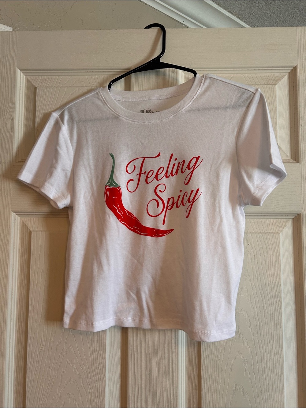 'Feeling Spicy' Cropped White Graphic Tee